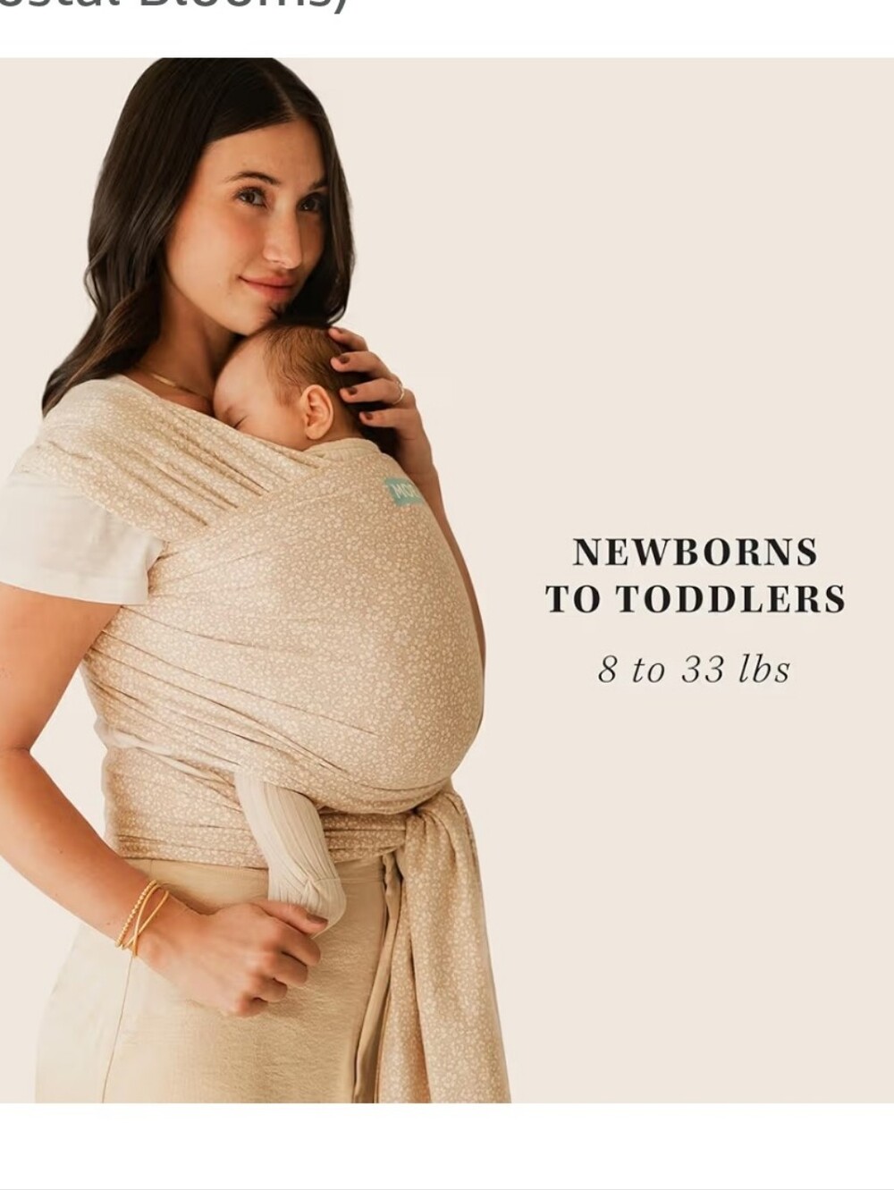 MOBY Floral Wrap - Beige and White. Lightweight and adjustable. New with Box - Picture 7 of 12